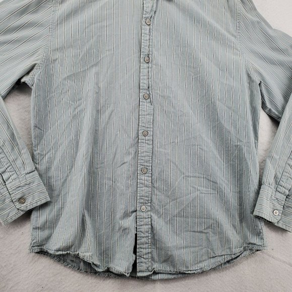 Calvin Klein Shirt Men's Long Sleeve Casual Button Up Oxford Striped Blue Large - Picture 4 of 12